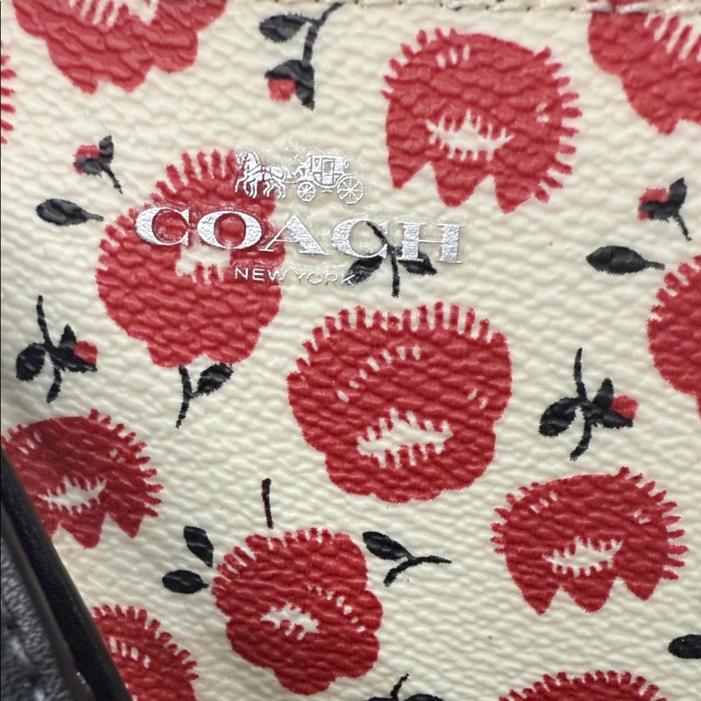 Coach Cream and Red Floral Wristlet - Picture 2 of 7